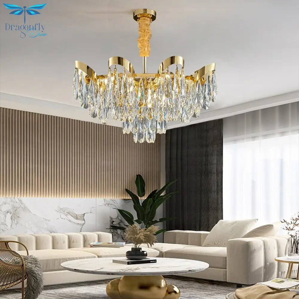 Dimmable Lights Led Ceiling Chandelier New Lustres Luxury Gold Hanging Lamps Crystal Home Decor