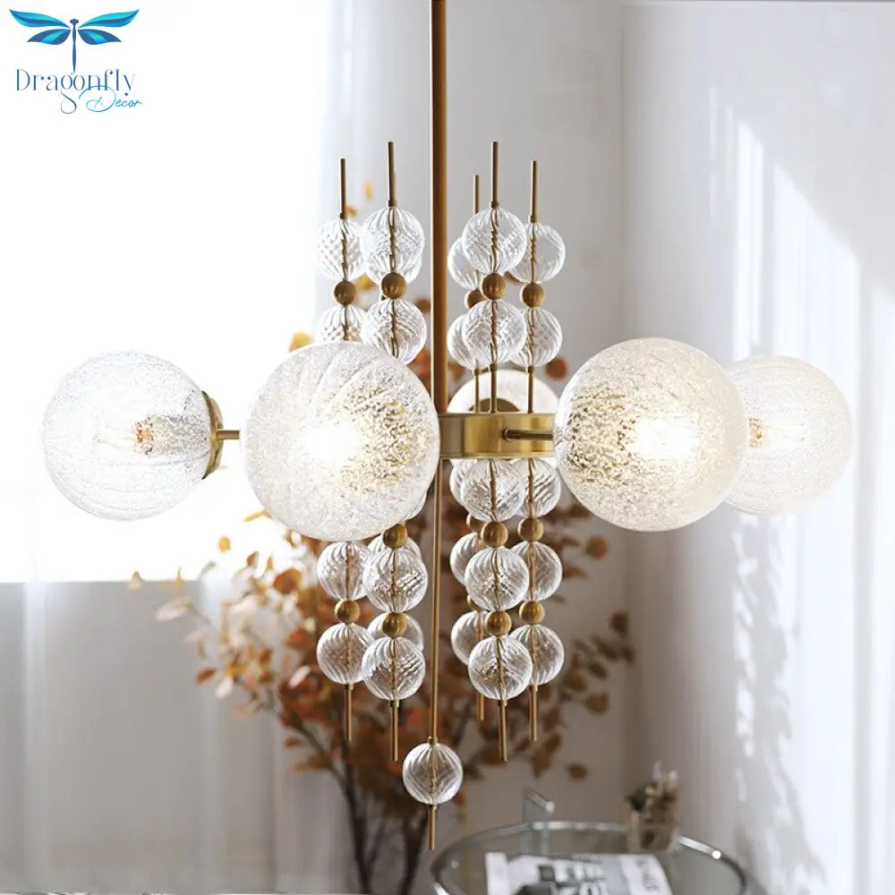 Dimmable Lights Led Matt Glass Ball Ceiling Chandelier Copper Lustres Luxury Hanging Lamps Home