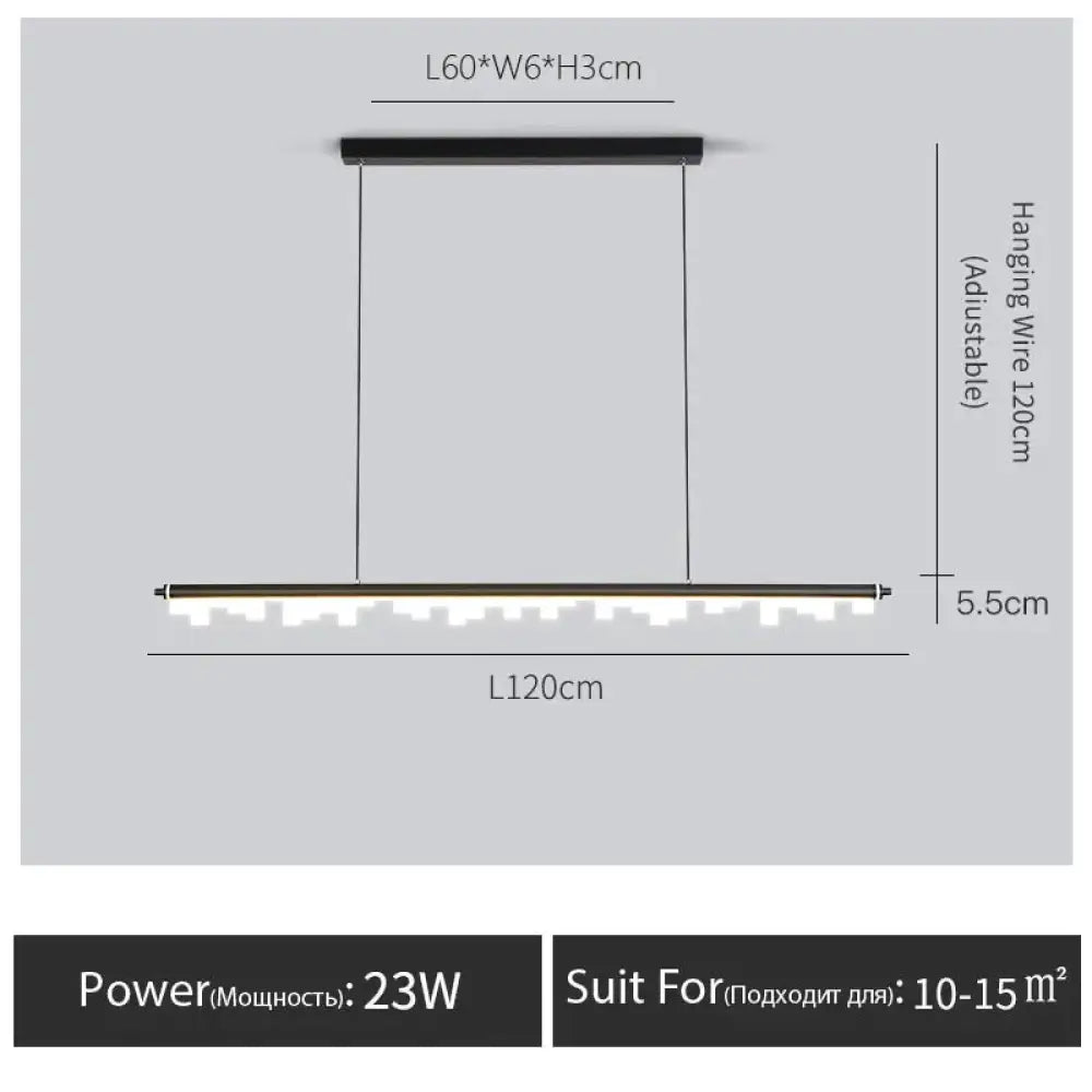 Drift - Nordic Dining Room Kitchen Island Pendent Lamp Black - L120Cm / Warm Light 3000K Pendant