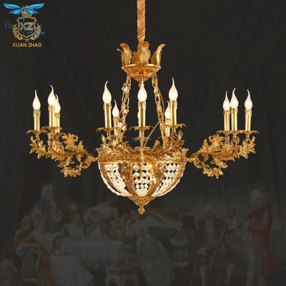 Duchess - European Rococo Style Lustre Vintage Solid Brass Gold Chandelier Chandelier