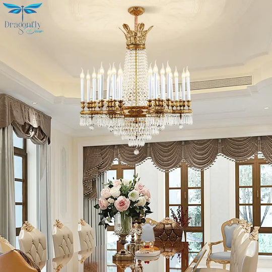 Dynasty - Rococo Brass Palace Decoration Gold Pendant Lamps Luxury Candle Light Wedding Chandelier
