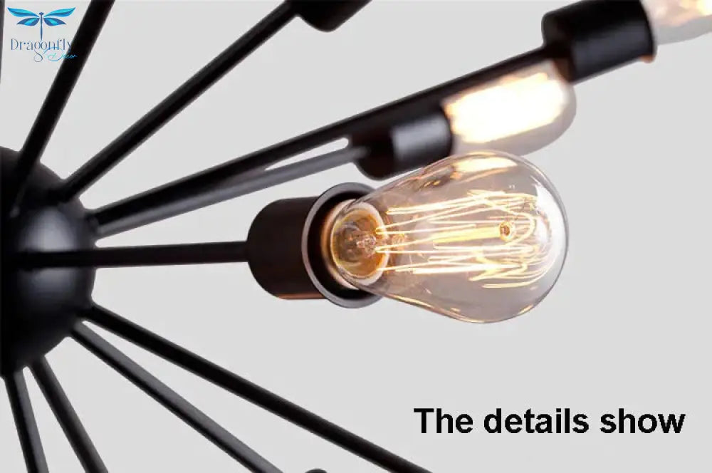 E27 Edison Bulbs Vintage Industrial Pendant Light 12/16/18/20 Head Sputnik Lamp
