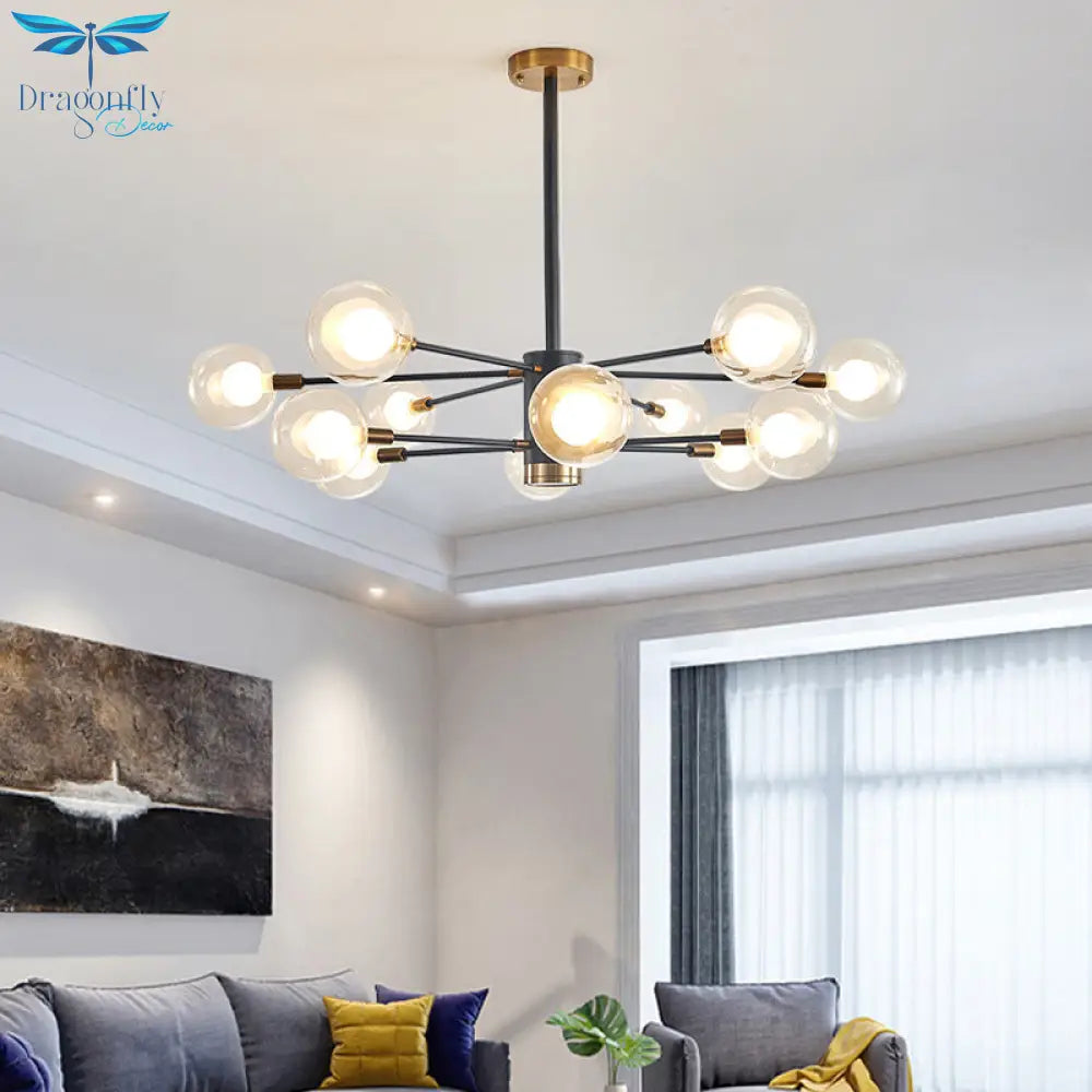 Electra - Modern Globe Suspension Hanging Pendant Light Style Corridor Clear Glass Chandelier In