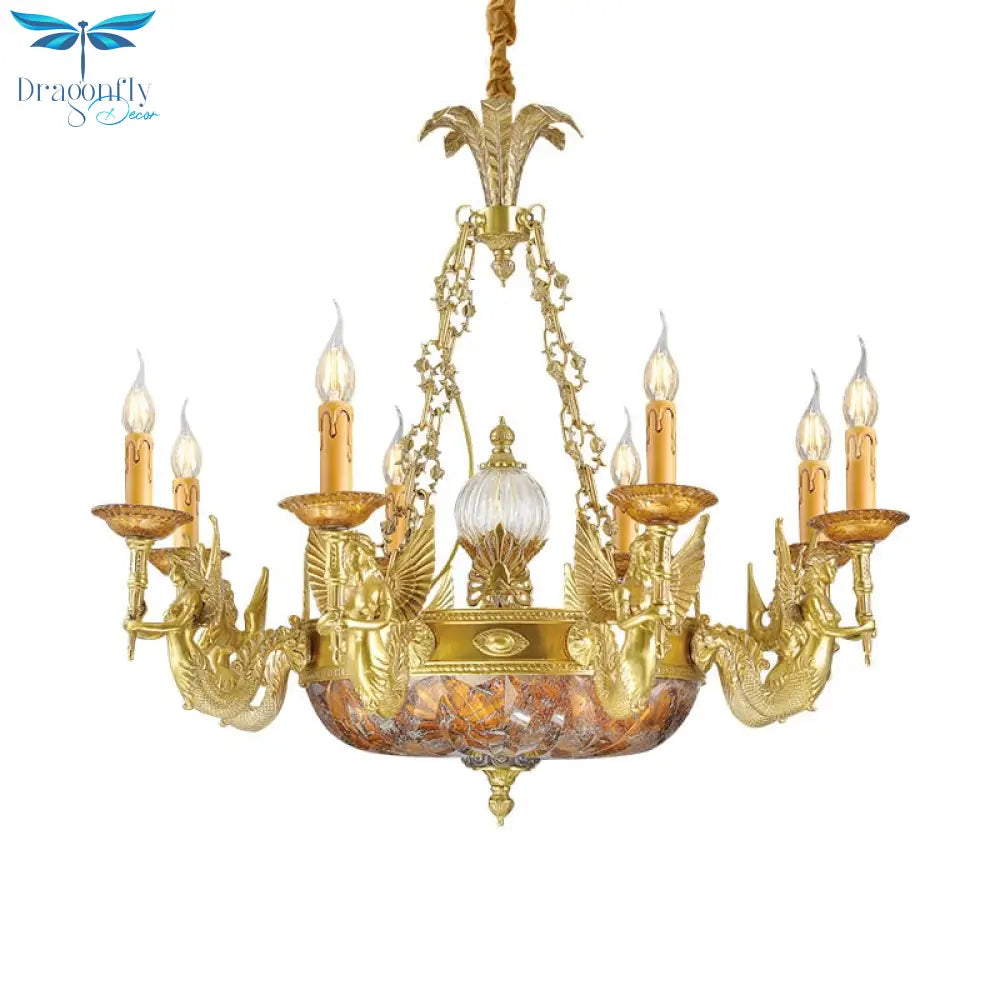 Elegance - European Full Copper Antique Led Brass Crystal Chandelier For Living Room Chandelier