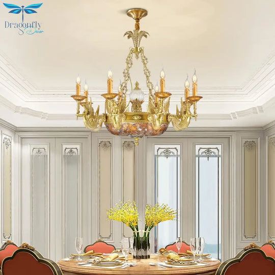 Elegance - European Full Copper Antique Led Brass Crystal Chandelier For Living Room Chandelier