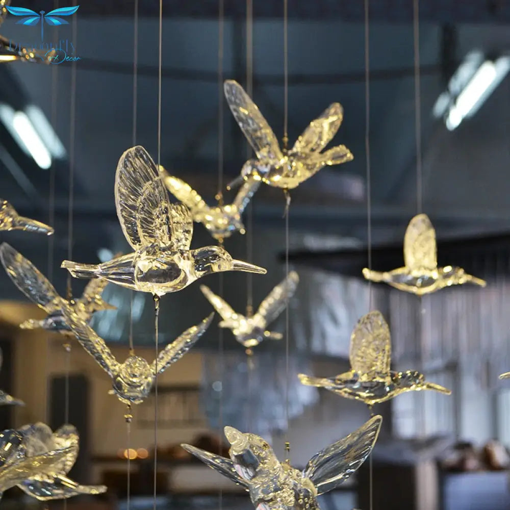 Elegant Acrylic Hummingbird Pendant - Perfect For Hotel Lobbies Grand Entranceways Villas And