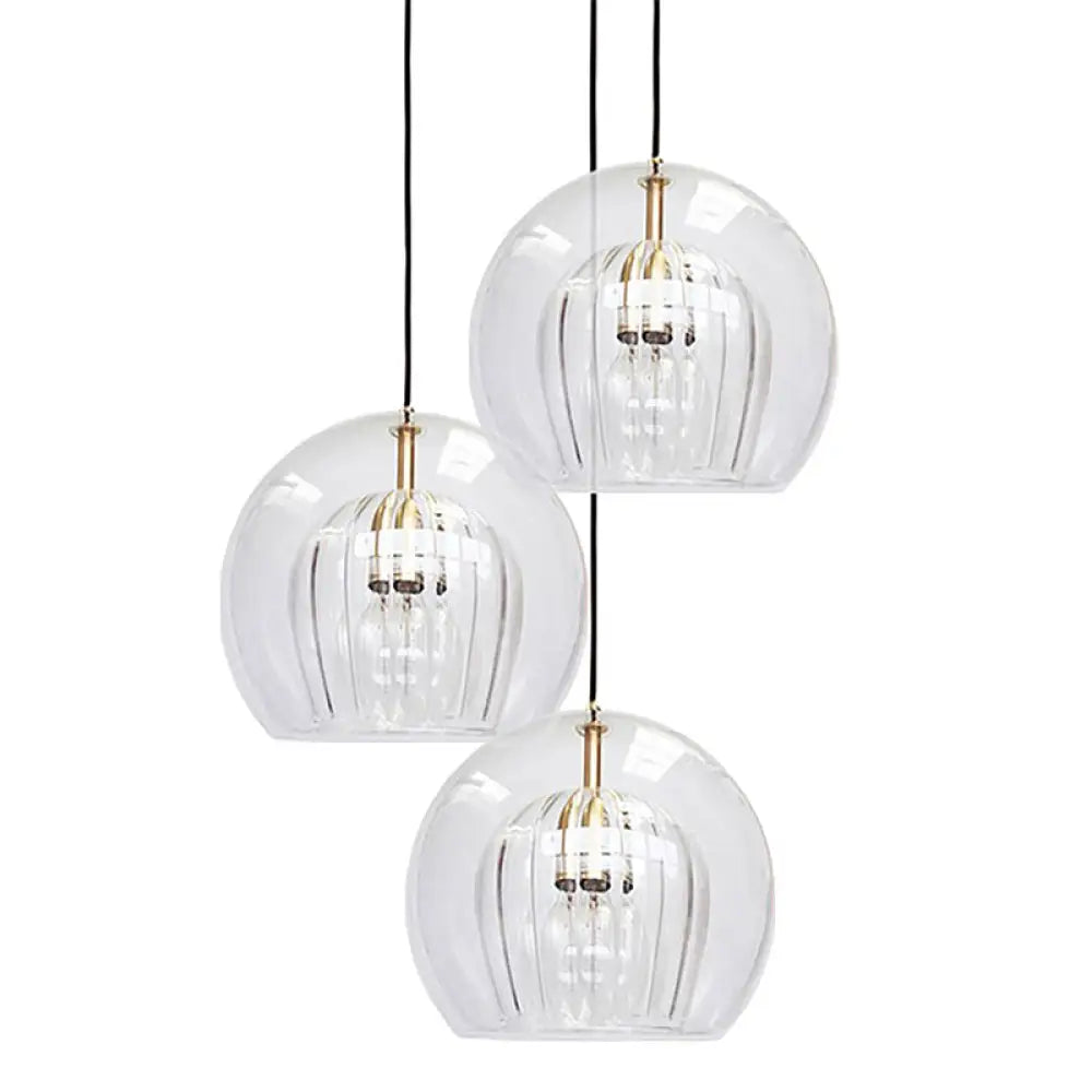 Elena - Modern Clear Double Glass Hanging Lamp For Living Room / 6.5