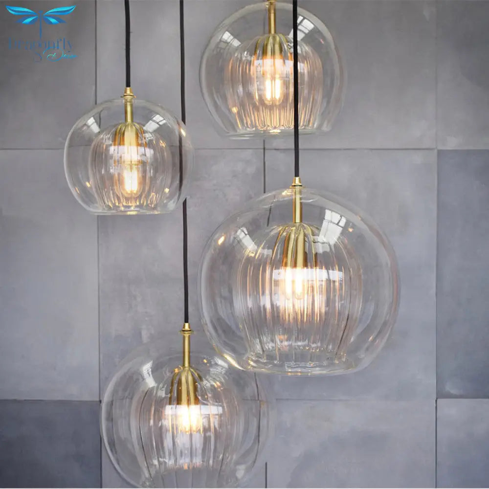Elena - Modern Clear Double Glass Hanging Lamp For Living Room