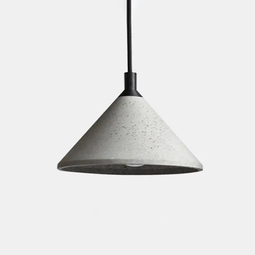 Elena - Nordic Style Conical Suspension Light Cement 1 - Light Dining Room Pendant Fixture In Grey