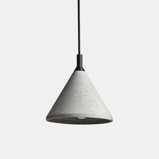 Elena - Nordic Style Conical Suspension Light Cement 1 - Light Dining Room Pendant Fixture In Grey