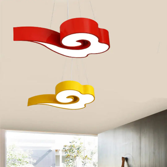 Ella - 18/22.5 Cloud Ceiling Chandelier Macaron Acrylic Led Hanging Light Red / 18 White
