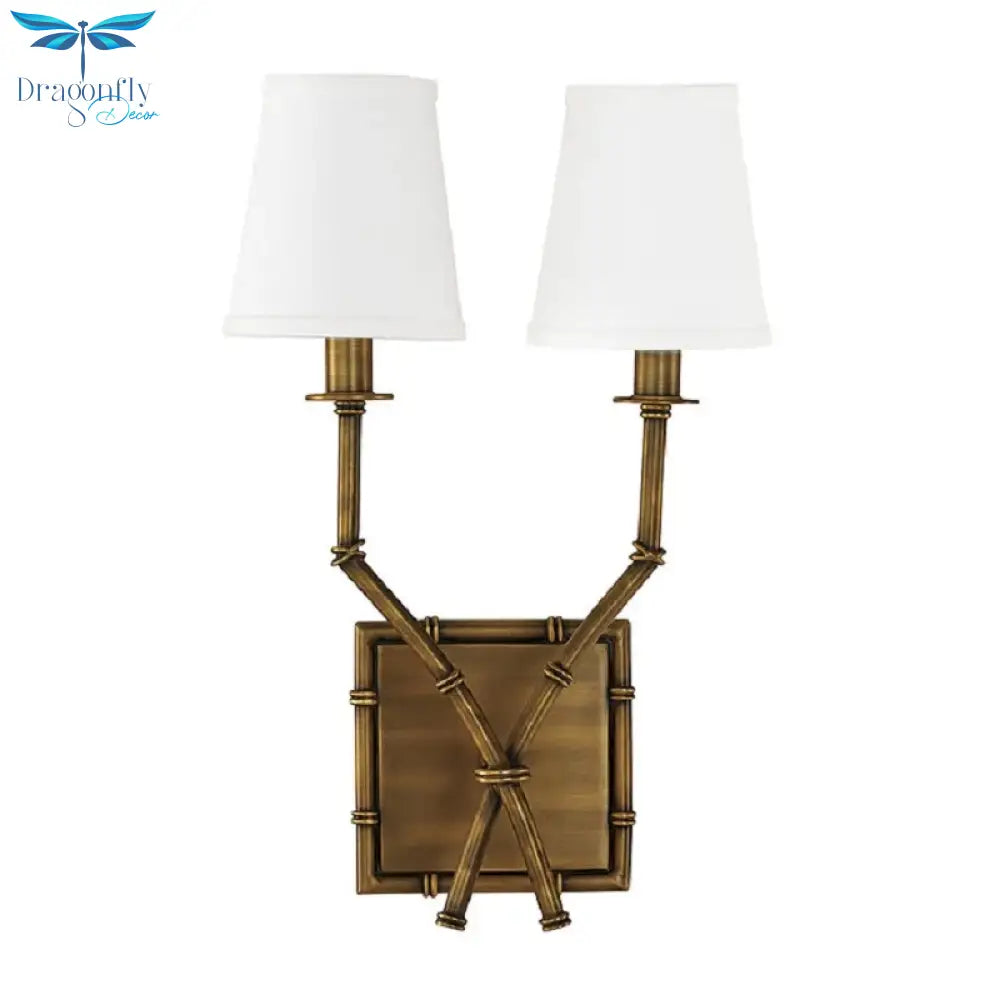 Elliot Nordic Double - Headed Linen Wall Lamp - Iron Bamboo Design For Bedroom And Living Room Wall