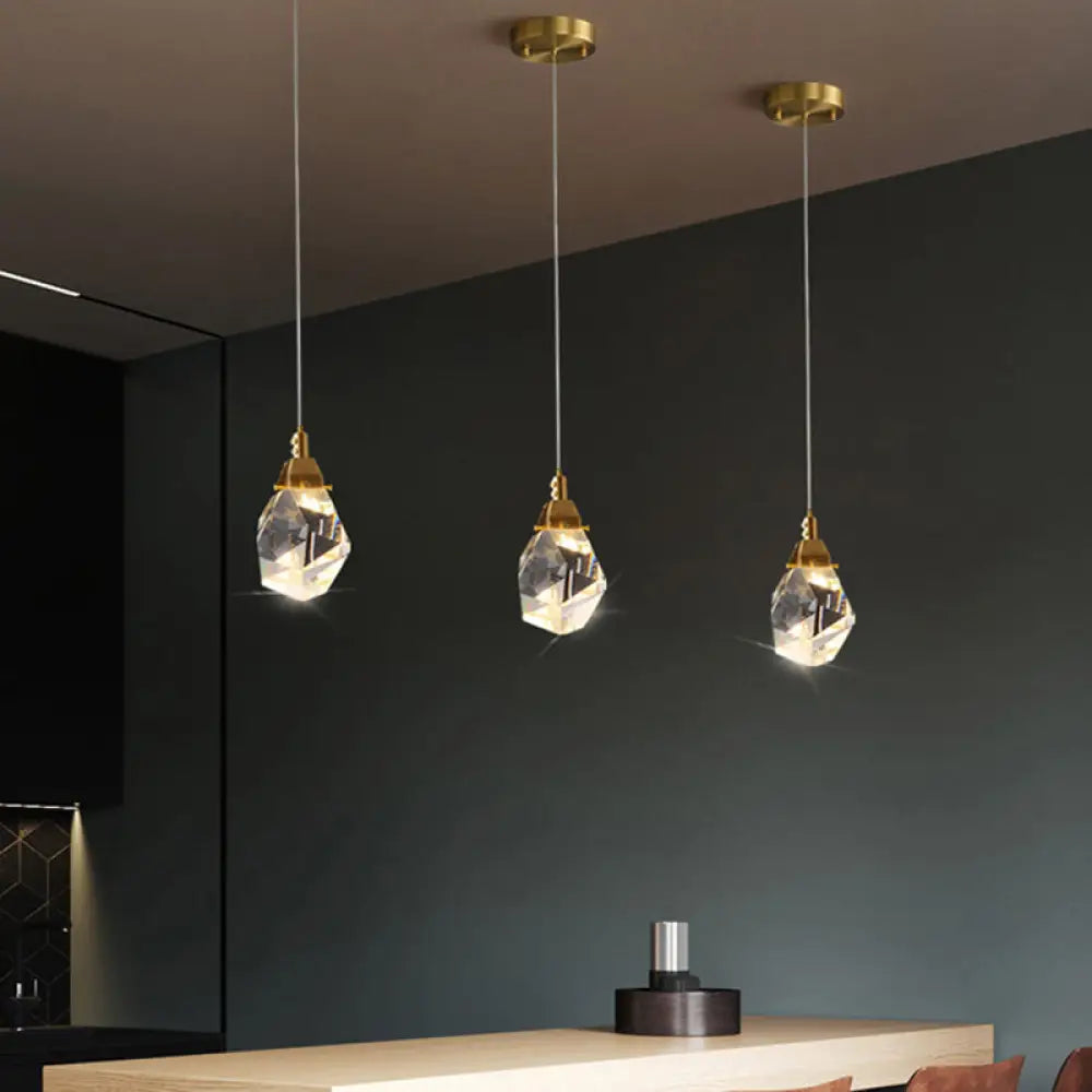 Emily - Gemstone Led Pendant Light: Artistic Brass Fixture For Dining Room 1 / White