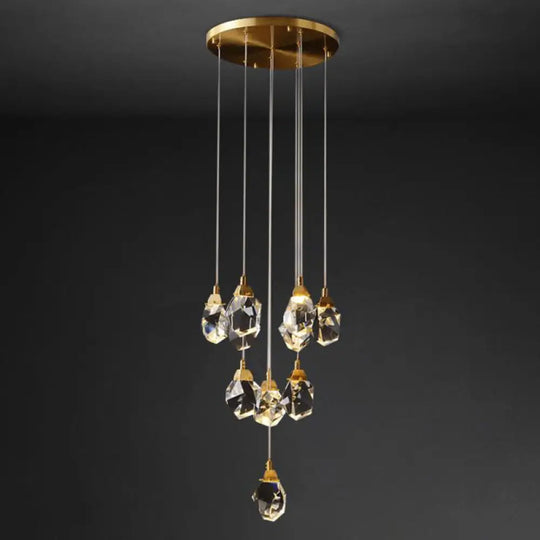 Emily - Gemstone Led Pendant Light: Artistic Brass Fixture For Dining Room 10 / Warm