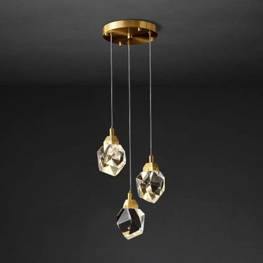 Emily - Gemstone Led Pendant Light: Artistic Brass Fixture For Dining Room 3 / White