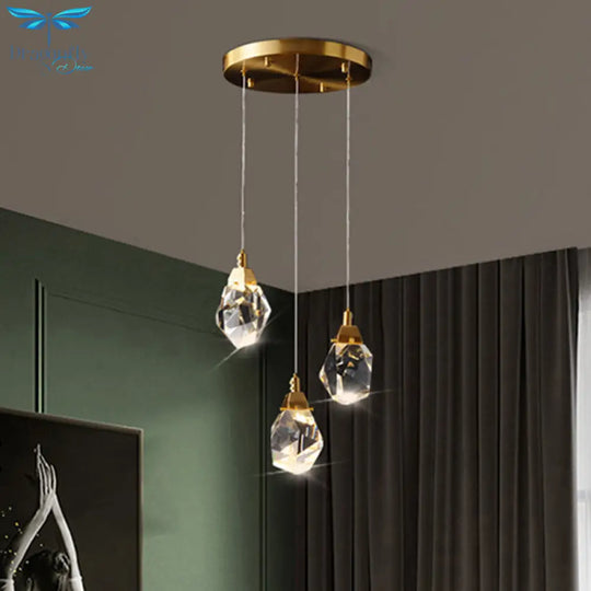 Emily - Gemstone Led Pendant Light: Artistic Brass Fixture For Dining Room