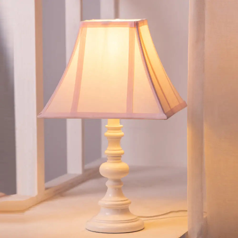 Emma - Pink Flared Sleeping Room Table Light Fabric 1 Head Minimalist Nightstand Lighting In