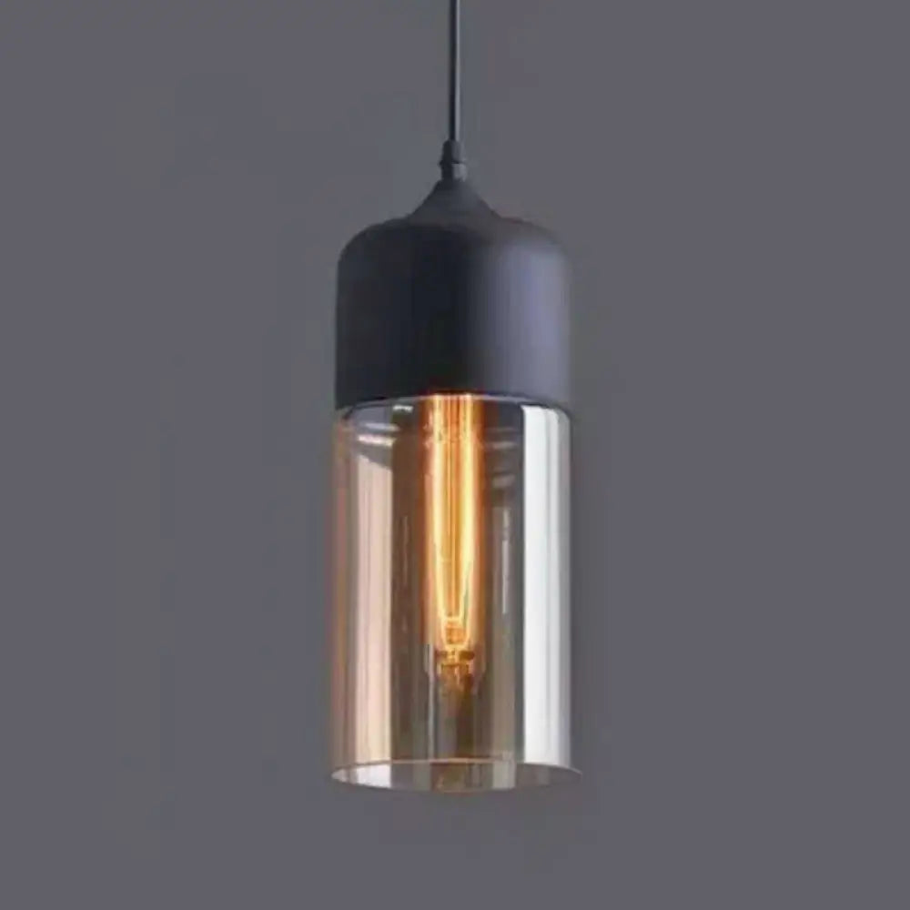 Emma - Retro Industrial Style Glass Pendant Ceiling Lights For Restaurant Amber / Cylinder