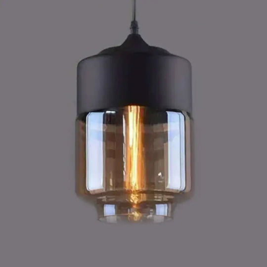 Emma - Retro Industrial Style Glass Pendant Ceiling Lights For Restaurant Amber / Lantern