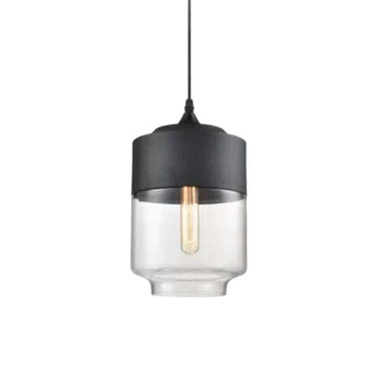 Emma - Retro Industrial Style Glass Pendant Ceiling Lights For Restaurant Clear / Lantern