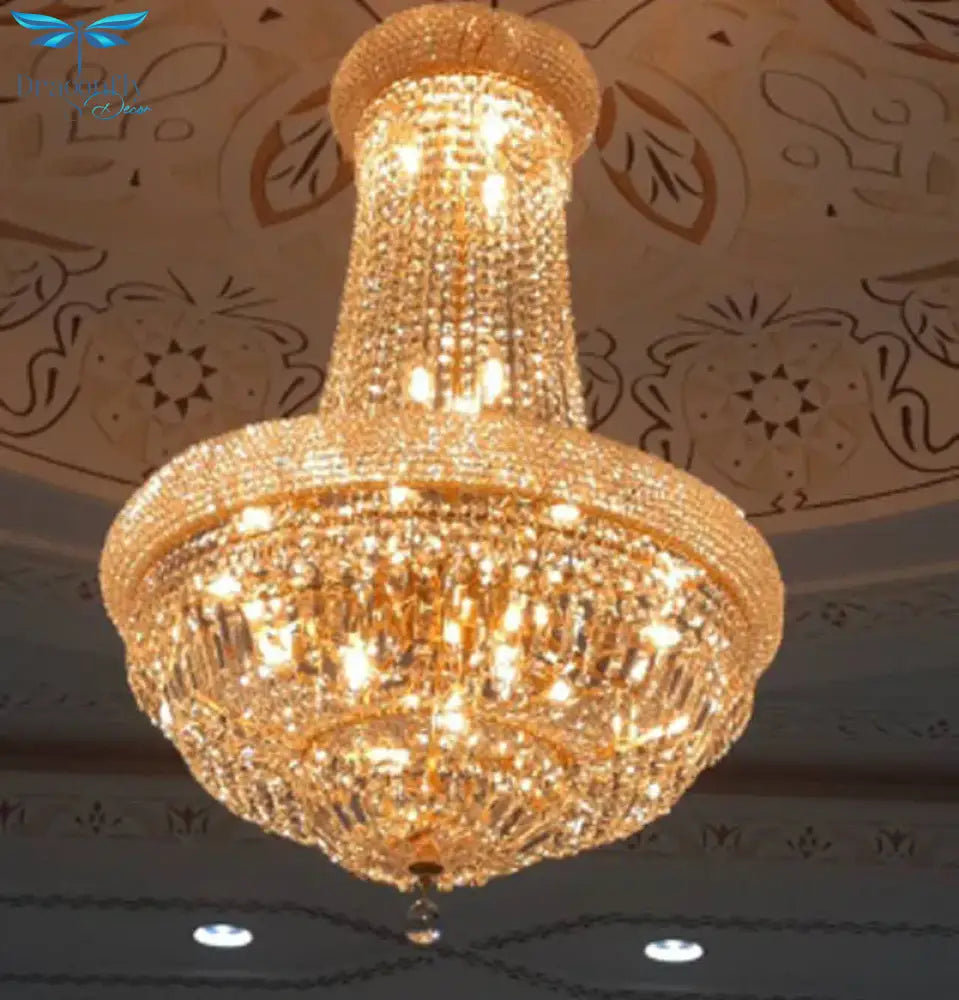 Empire Gold Crystal Chandelier - Elegance For Foyer Kitchen Island And Staircase Chandelier