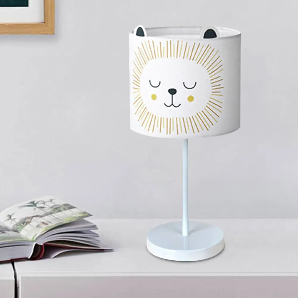 Enif - Contemporary Rabbit Pattern Drum Table Lamp 1 Light Night For White