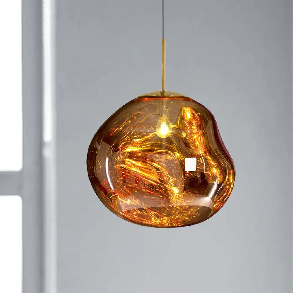 Erika - Stylish Contemporary Irregular Pendant Lighting Silver/Red Glass 1 Light Dining Room
