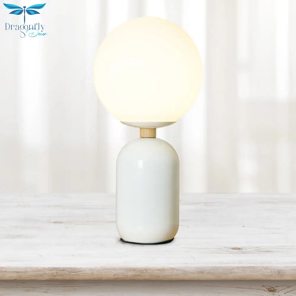 Estelle - White Global Glass Night Table Lamp Nordic 1 - Bulb Grey/White/Pink Reading Book Light