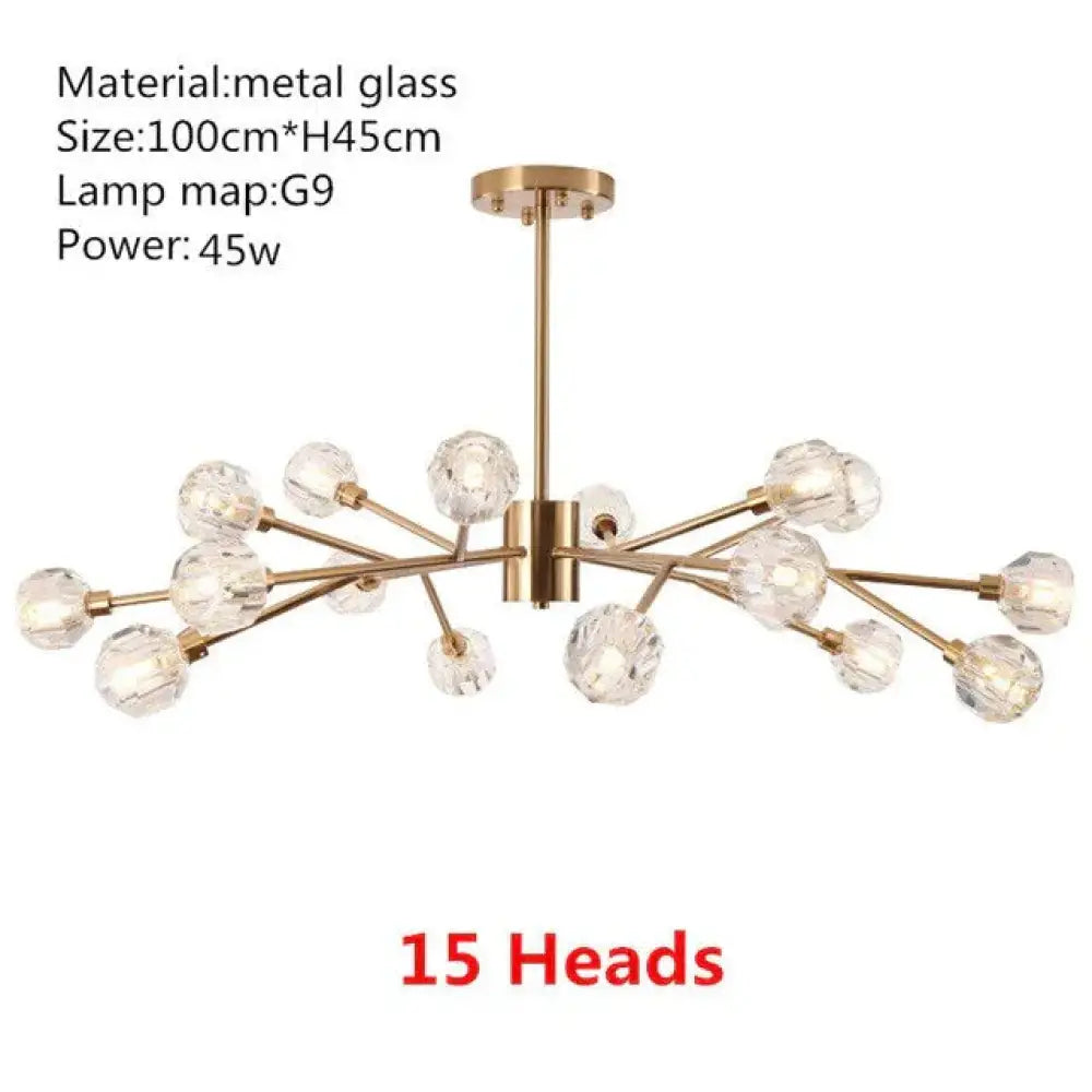 Europe Luxury Chandeliers Led K9 Glass Indoor Lamp Plated Metal Vintage Bar Modern Dining Pendant