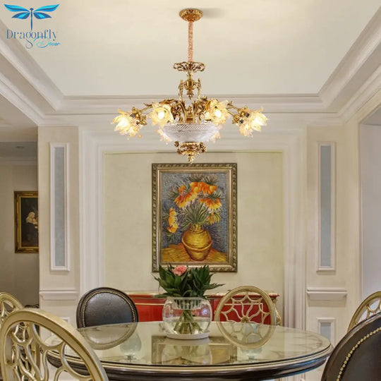 European New Design Led Glass Lampshade Light Brass Pendant Home Living Dining Room Chandelier