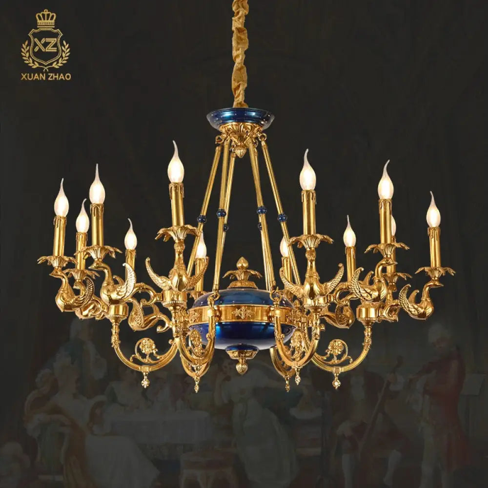 European Retro Decoration Candlestick Chandeliers French Exquisite Hand - Carved Brass Lights