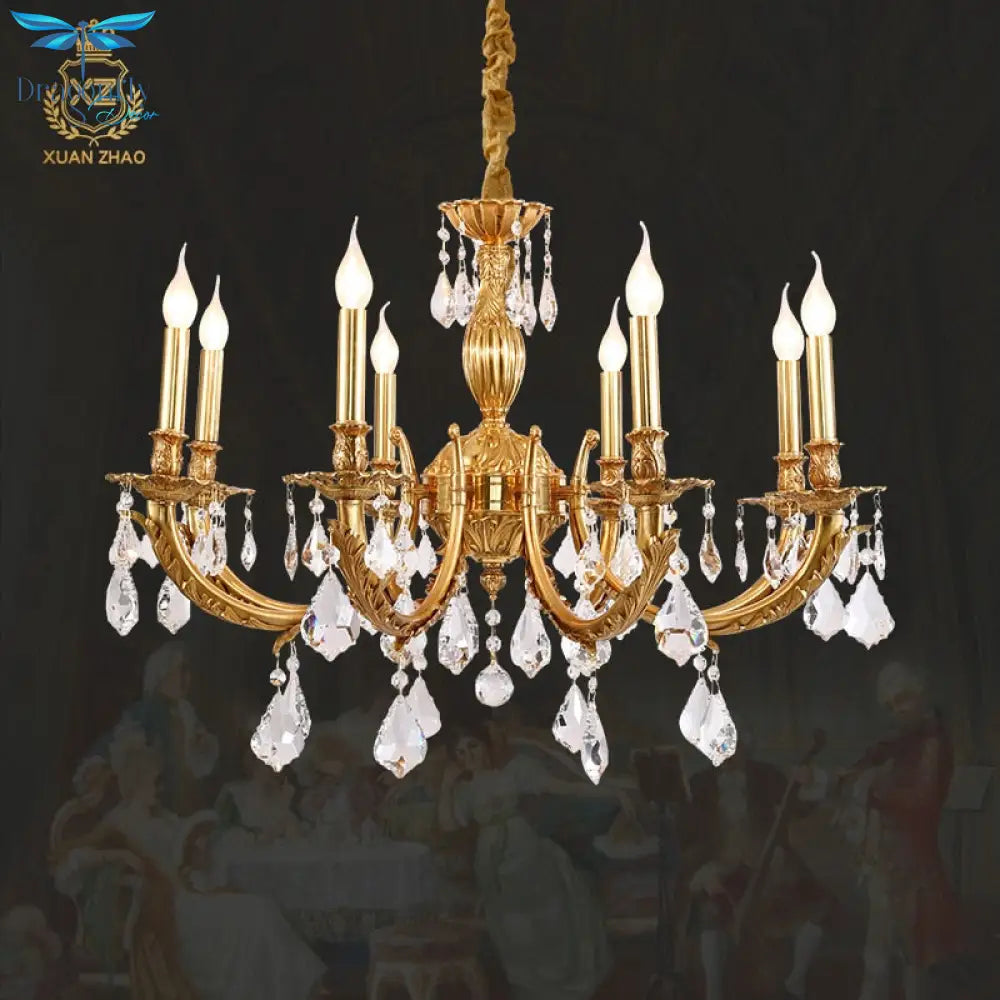 European Style Brass Chandelier High Standard In Quality Lamps With Crystals Hanging Pendant Light