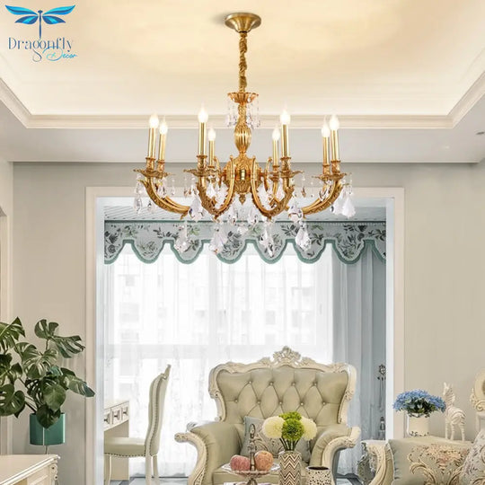 European Style Brass Chandelier High Standard In Quality Lamps With Crystals Hanging Pendant Light