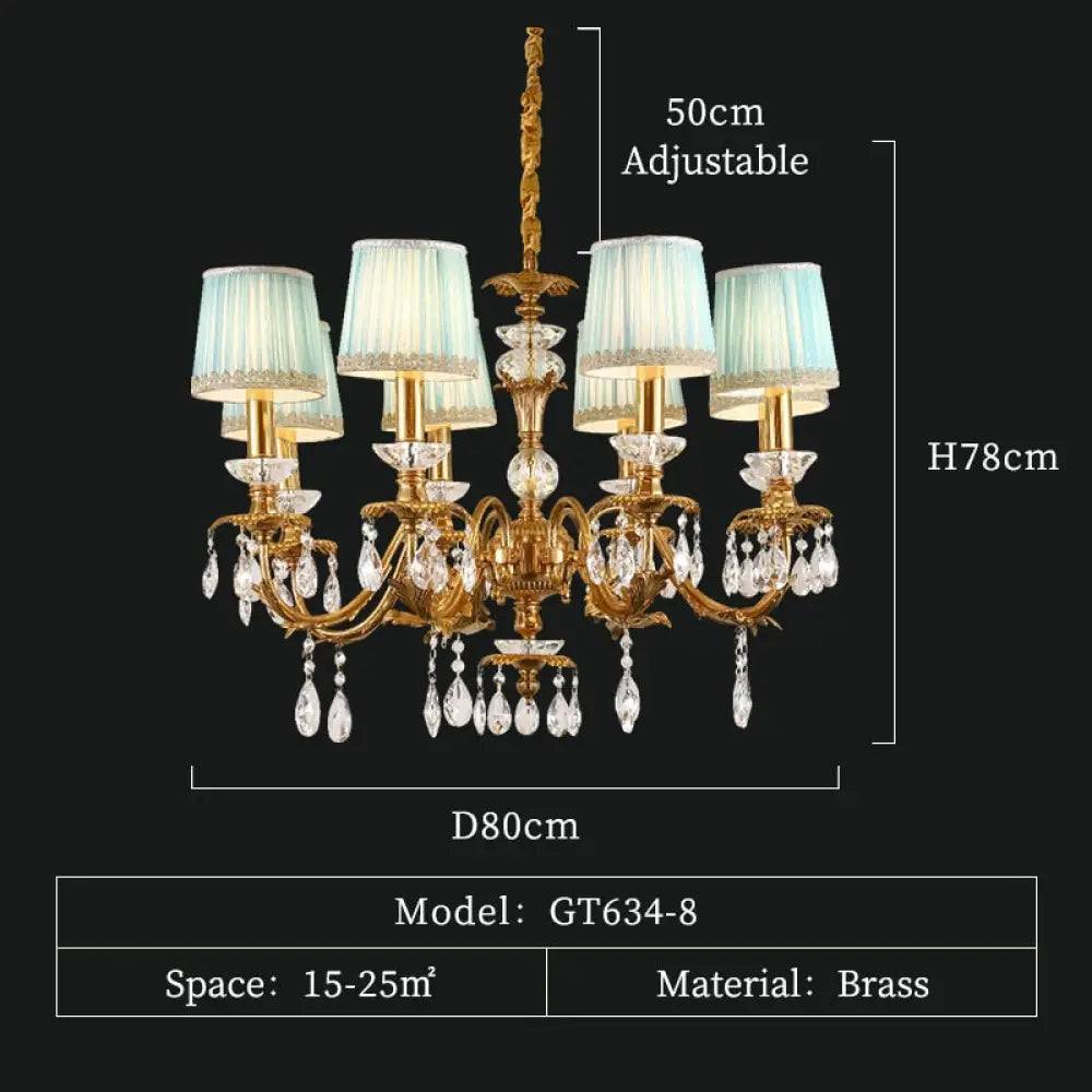 European Style Crystal Chandelier Living Room Bedroom Villa Hotel Lobby Lighting  8Lights D80