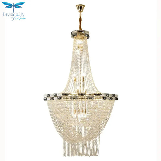 European Style Led Pendant Light - A Luxurious Crystal Chandelier For Living Room Hotel Lobby And