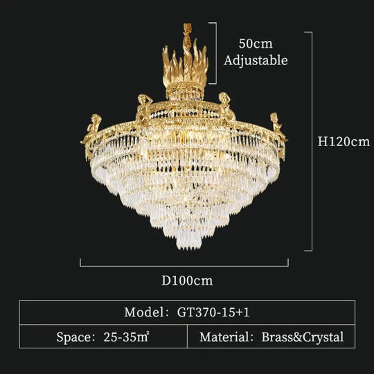 European Style Luxury Decorative Lamp Chandelier Large Size Brass Crystal Foyer Chandeliers