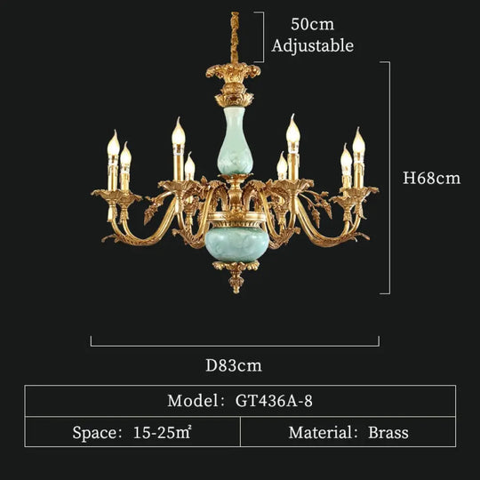 European Vintage Classical Lighting Elegant And Refined Minimalism All Copper Chandelier Porcelain