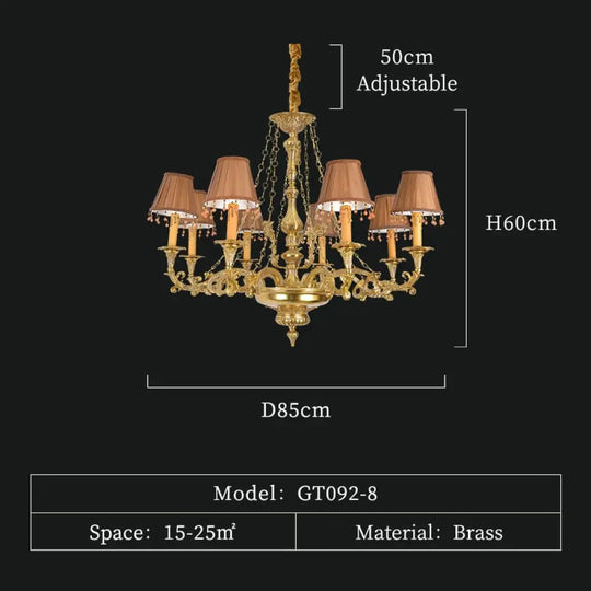 Fabric Lampshade Brass Lamp Ceiling Lights Modern Pendant For Living Room American Chandelier