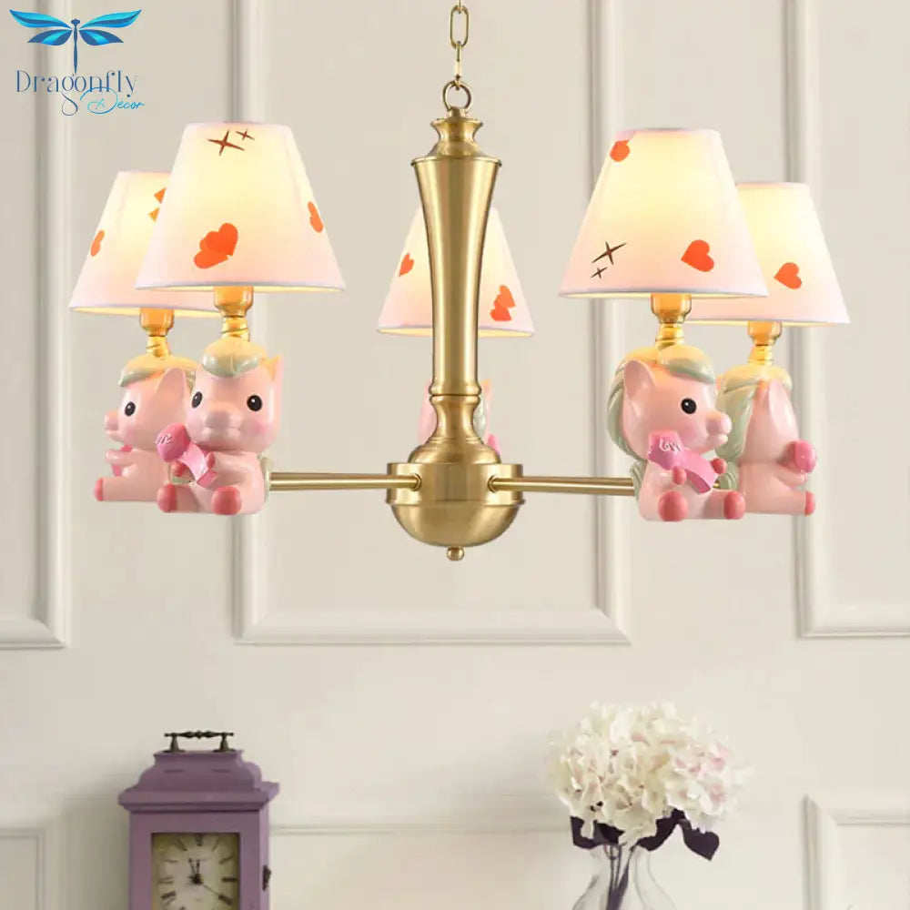 Fabric Tapered Shade Hanging Ceiling Lamp Nordic Light Fixtures For Bedroom