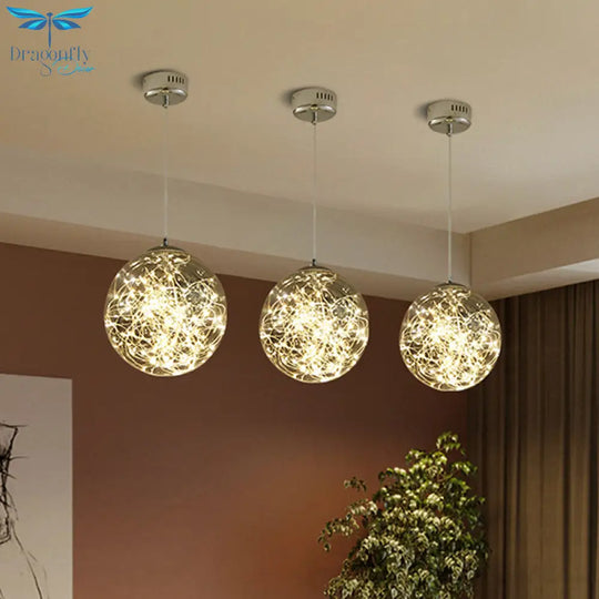 Fanny - Minimal Ball Pendant Light Led Glass Down Lighting With Inside Glowing String