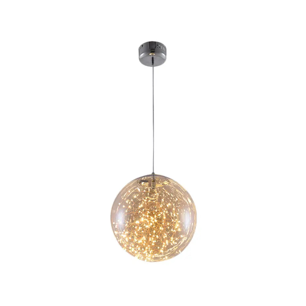 Fanny - Minimal Ball Pendant Light Led Glass Down Lighting With Inside Glowing String Amber / 12