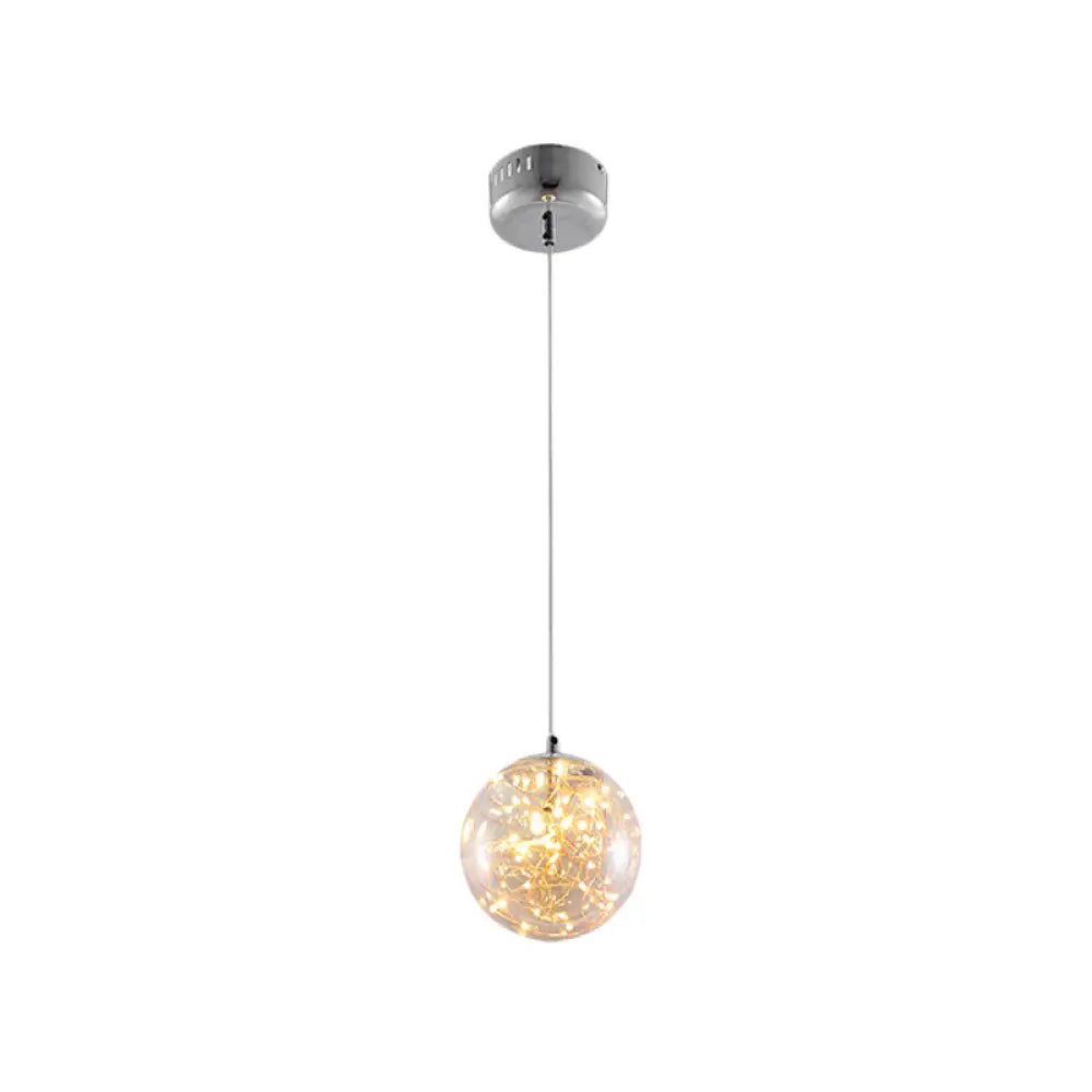 Fanny - Minimal Ball Pendant Light Led Glass Down Lighting With Inside Glowing String Amber / 6