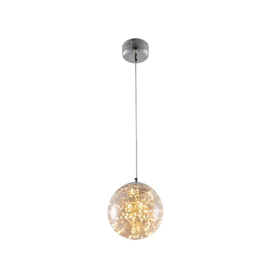Fanny - Minimal Ball Pendant Light Led Glass Down Lighting With Inside Glowing String Amber / 8