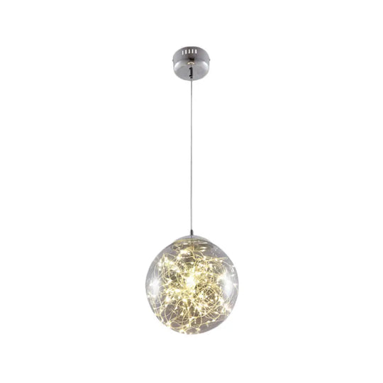 Fanny - Minimal Ball Pendant Light Led Glass Down Lighting With Inside Glowing String Smoke Gray /