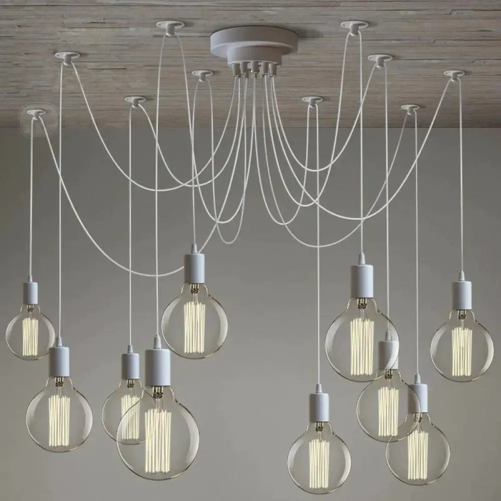 Farmhouse Chandeliers Edison Light Bulb Pendant Lights Rustic Fixtures 6 / White Color (No Bulbs)