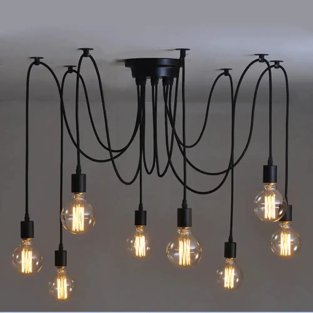 Farmhouse Chandeliers Edison Light Bulb Pendant Lights Rustic Fixtures 8 / Black Color (No Bulbs)