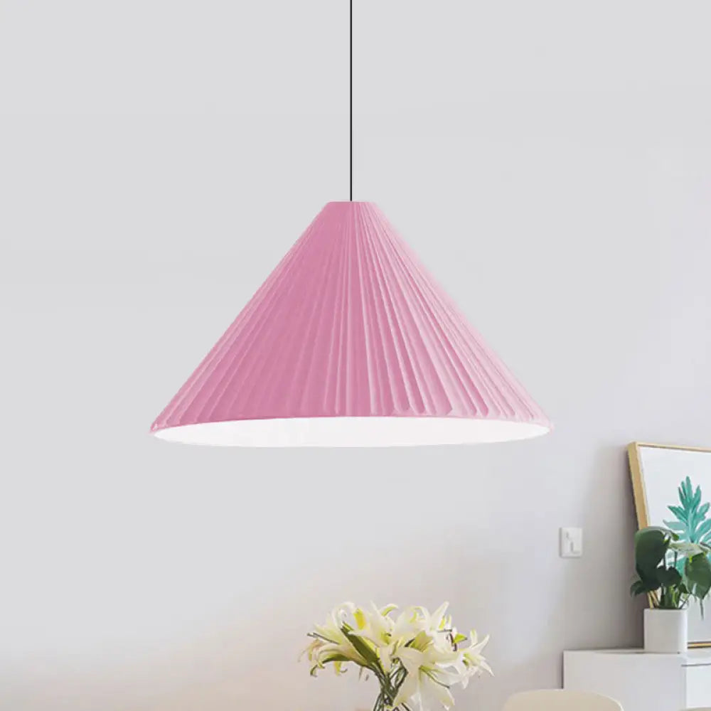 Federica - Nordic White/Pink/Blue Ribbed Cone Pendant Light Style 1 Living Room Hanging Lamp