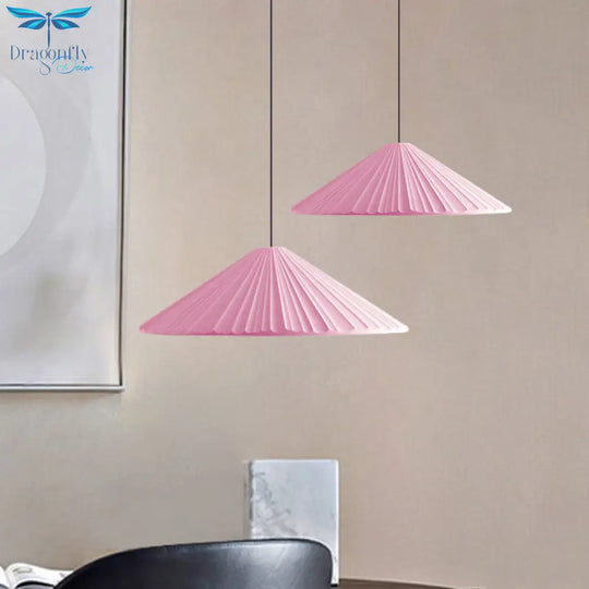 Federica - Nordic White/Pink/Blue Ribbed Cone Pendant Light Style 1 Living Room Hanging Lamp
