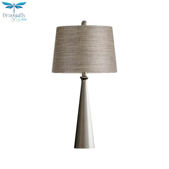Federica - Silver 1 Bulb Bedroom Night Table Lighting Simple Nightstand Lamp With Tapered Drum