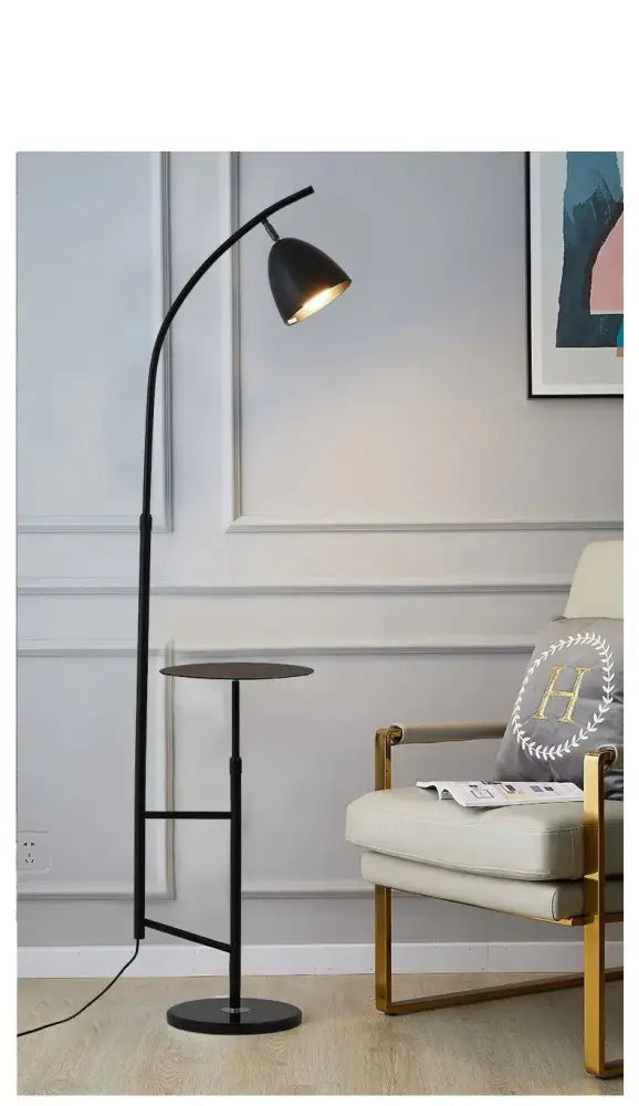 Floor Lamp Modern Simple Living Room Bedroom Study Dining Office Led Tea Table Bedside Black + Iron
